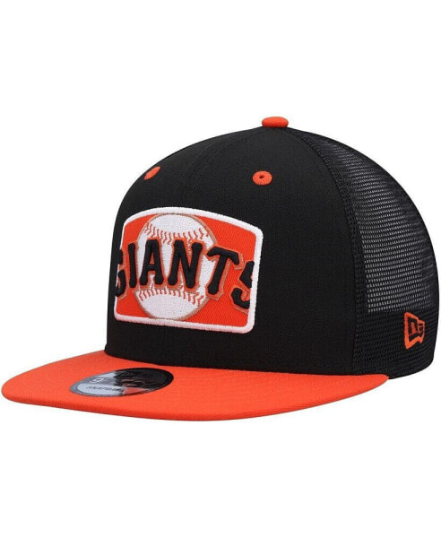 Men's Black, Orange San Francisco Giants Logo Zoom Trucker 9FIFTY Snapback Hat