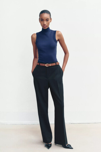 STRAIGHT FIT TROUSERS WITH BELT