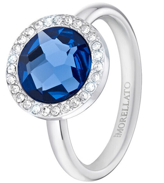 Stainless steel ring with blue crystal Essenza SAGX15
