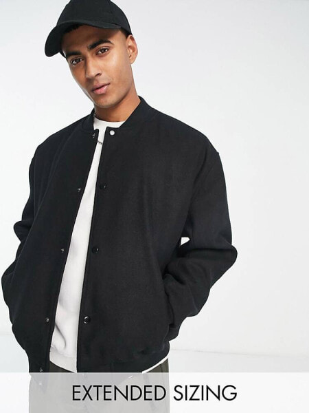 ASOS DESIGN oversized wool bomber in black