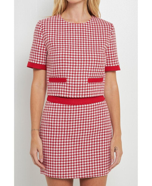 Women's Houndstooth Tweed Top