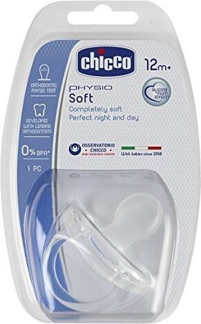 Пустышка Chicco Physio Soft силиконовая прозрачная 12м+