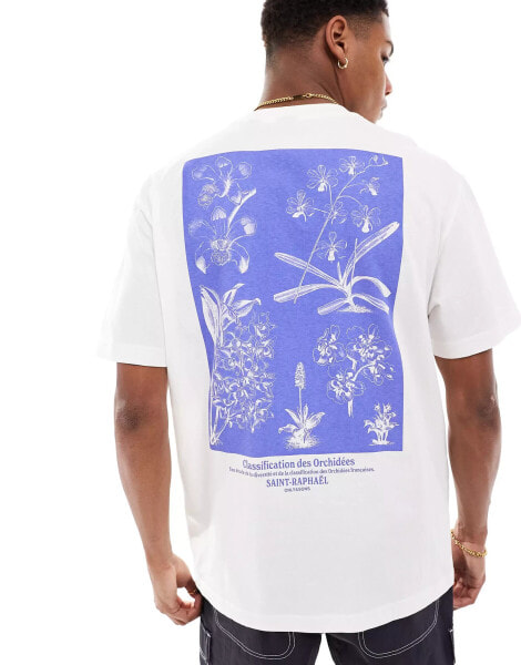 ONLY & SONS relaxed fit t-shirt with floral back print in off white