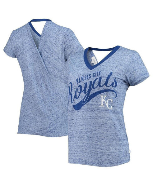 Women's Royal Kansas City Royals Hail Mary Back Wrap Space-Dye V-Neck T-shirt