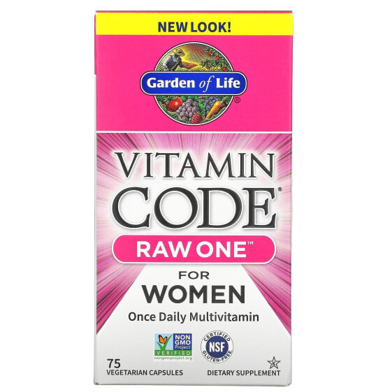 Garden of Life, Vitamin Code, RAW One, мультивитаминная добавка для женщин (для приема 1 раз в день), 75 вегетарианских капсул