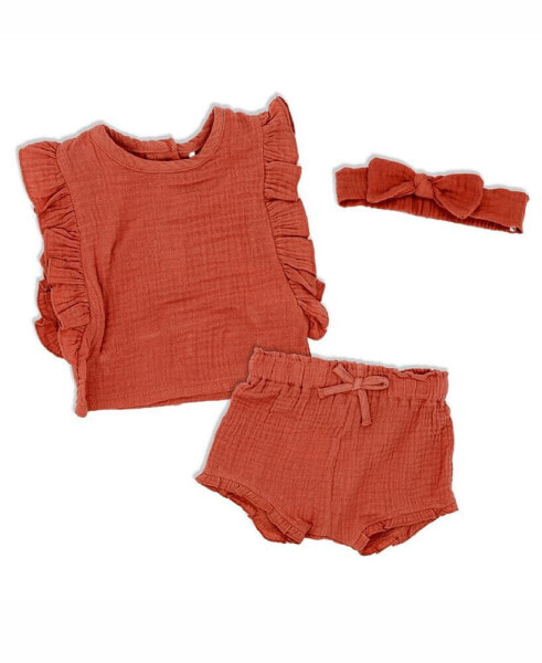 Костюм Lily & Jack Ruffle Muslin Top, , Headband Baby Girls.