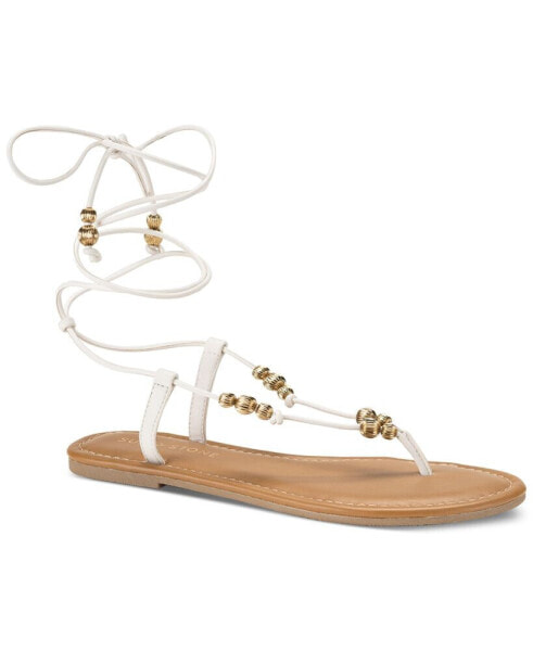 Women's Ramseyy Beaded Lace Up Flat Sandals, Created for Macy's