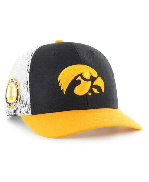 Men's Black Iowa Hawkeyes Side Note Trucker Snapback Hat