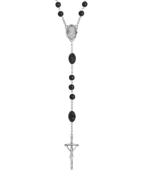 Silver-Tone and Black Bead Papal Rosary