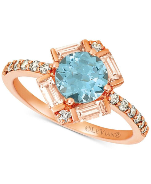 Baguette Frenzy® Multi-Gemstone (1-1/3 ct. t.w.), and Nude Diamond (1/4 ct. t.w.) Ring in 14k Strawberry Gold