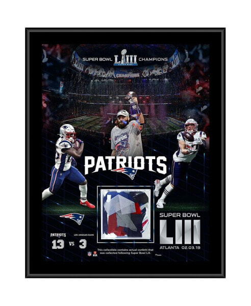 New England Patriots Super Bowl LIII Champions 12" x 15" Sublimated Plaque with Game-Used Confetti