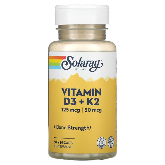 Соларай, витамины D3 и K2, без сои, 60 растительных капсул