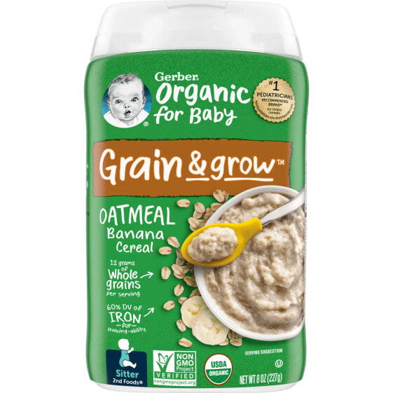 Organic for Baby, Grain & Grow, 2nd Foods, Oatmeal Banana Cereal, 8 oz (227 g)