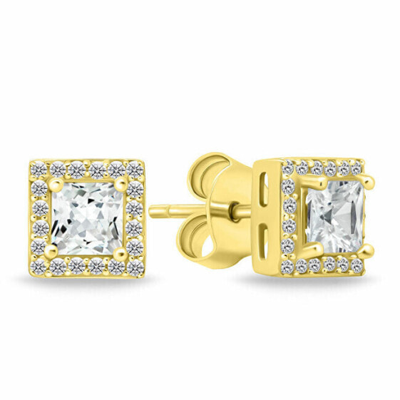 Dazzling gold plated earrings with clear zircons EA613Y