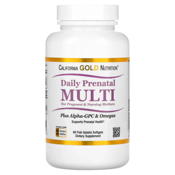 Витамины для беременных California Gold Nutrition, 60 капсул в рыбьем желатине.
