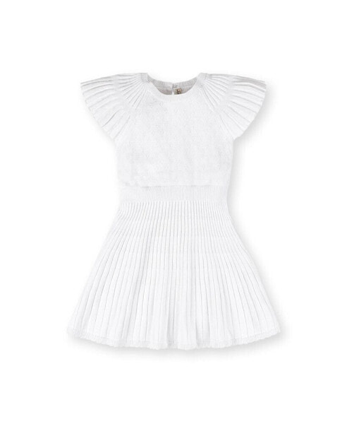 Big Girls Organic Cotton Short Flutter Sleeve Sweater Dress