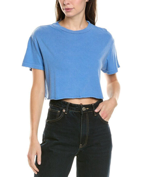 Perfectwhitetee Vintage Soft Jersey Crop T-Shirt Women's Blue O/S