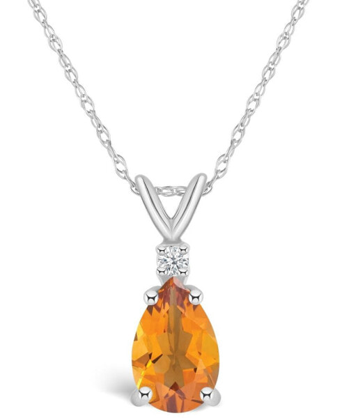 Citrine (1 ct. t.w.) and Diamond Accent Pendant Necklace in 14K Yellow Gold or 14k White Gold