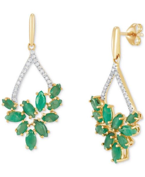 Серьги Macy's Emerald & Diamond Vine Inspired