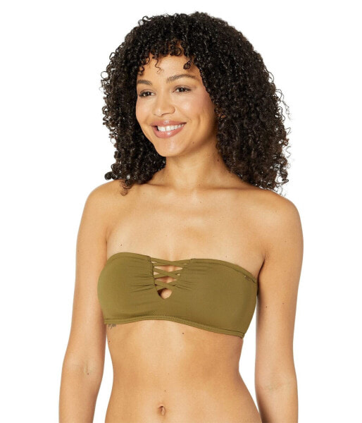 O'Neill 293061 Women Salt Water Solids Bandeau Top Olive Size MD (US 5-7)