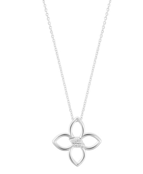 Adjustable Cubic Zirconia Outline Clover Necklace