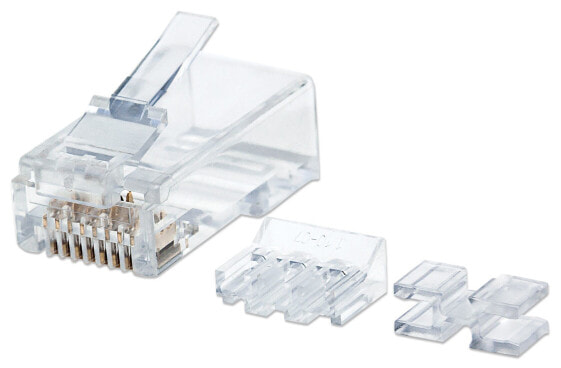 Intellinet RJ45 Modular Plugs Pro Line - Cat6A - UTP - 3-prong - for solid wire - 50 µ gold-plated contacts - 80 pack - RJ45 - Transparent - Polycarbonate - Cat6a - U/UTP (UTP) - Gold