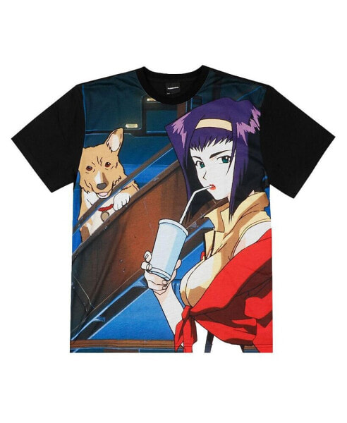 Men's and Women's Black Cowboy Bebop Faye Ein Big Print Graphic T-Shirt