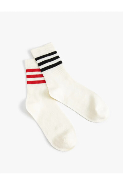 2'li Kolej Soket Çorap Seti Şerit Detaylı