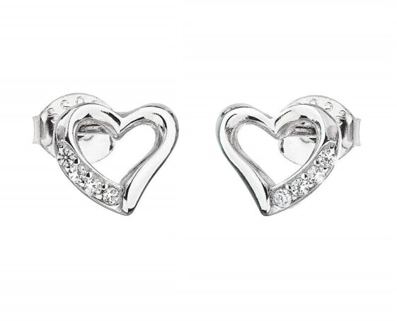 Silver earrings with zircon Heart 11071.1