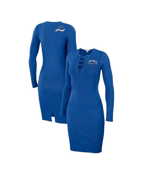 Women's Royal Buffalo Bills Lace Up Long Sleeve Dress