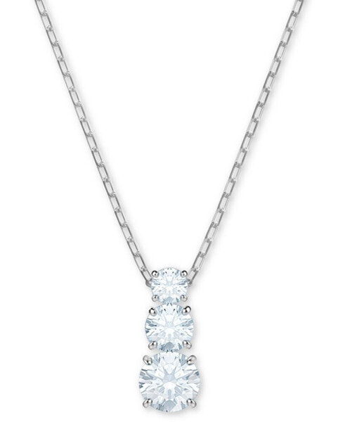 Swarovski silver-Tone Triple-Crystal Pendant Necklace, 14-4/5" + 2" extender