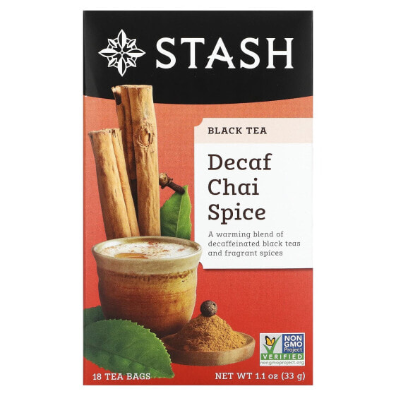 Black Tea, Decaf Chai Spice, 18 Tea Bags, 1.1 oz (33 g)