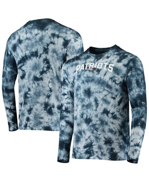 Men's Navy New England Patriots Tie-Dye Long Sleeve T-shirt