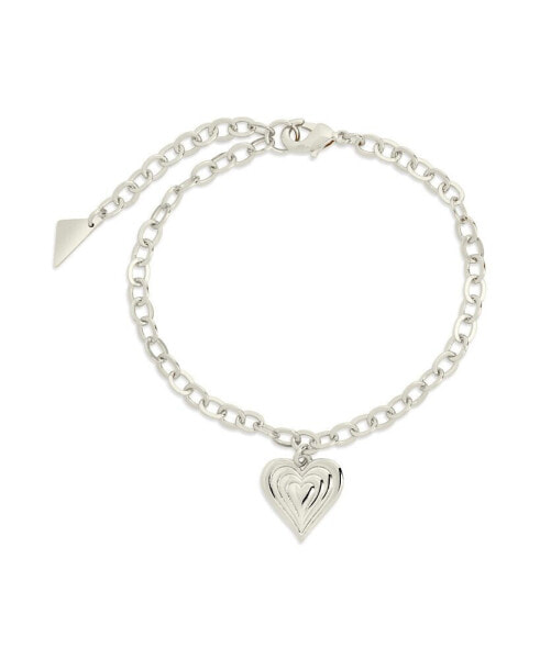 Silver-Tone or Gold-Tone Beating Heart Charm Bracelet