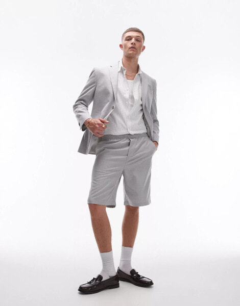 Topman linen blend short in grey