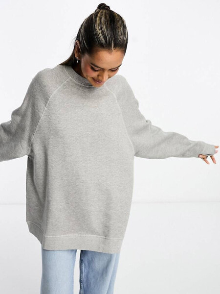 ASOS DESIGN Heavy weight oversized sweatshirt in grey marl