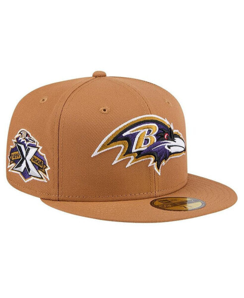 Men's Tan Baltimore Ravens Color Pack 59FIFTY Fitted Hat with Side Patch