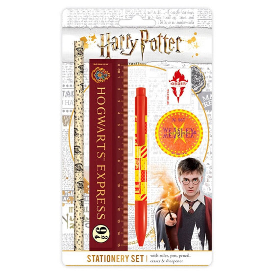 HARRY POTTER Stationery Set (Pencil + Ruler + Pen + Pencil Sharpener + Eraser)