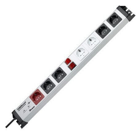 Heinrich Kopp Kopp POWERversal - 7 AC outlet(s) - Indoor - Type F - IP20 - Black,Grey,Red,White - 3600 W