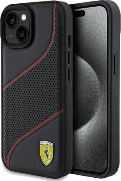 Ferrari Ferrari FEHCP15SPWAK iPhone 15 / 14 / 13 6.1" black/black hardcase Perforated Waves Metal Logo