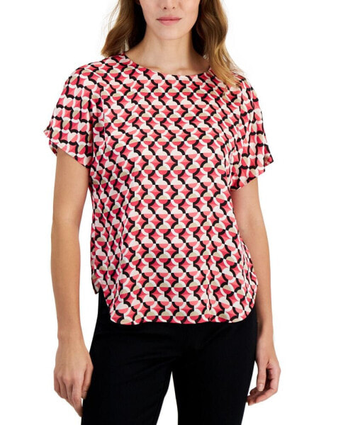 Women's Geometric-Print Short-Sleeve Top