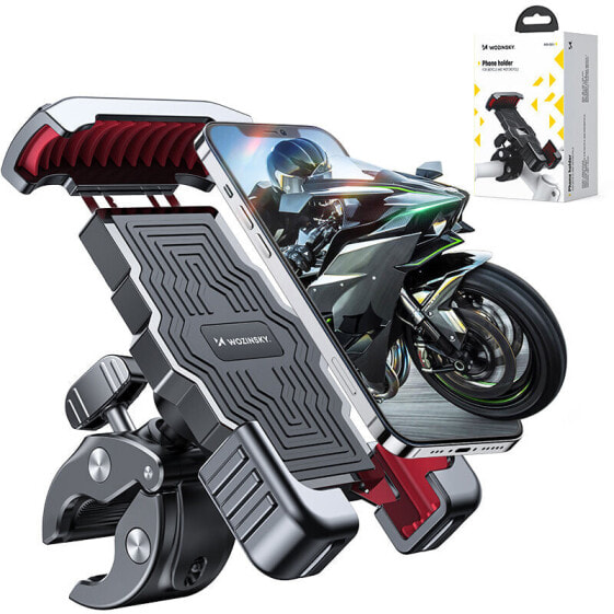 Универсальный велосипедный держатель для телефона Wozinsky WBHBK4 Metalowy панцерный для мотоцикла и самоката черный