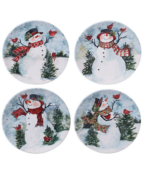 CLOSEOUT! Watercolor Snowman 4-Pc. Dinner Plate
