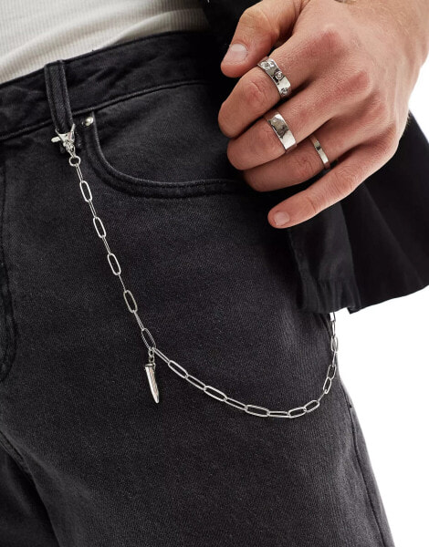 Faded Future long paper clip jeans chain in silver