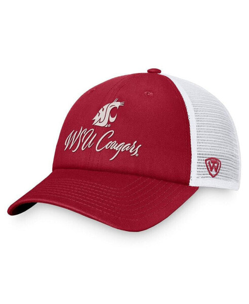 Women's Crimson, White Washington State Cougars Charm Trucker Adjustable Hat