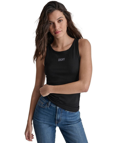 DKNY Women's Rhinestone-Studded-Logo Tank Top