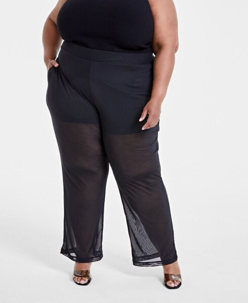 Trendy Plus Size Printed Mesh Pants, Created for Macy's