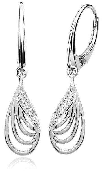 Fashion silver earrings with crystals E0001319