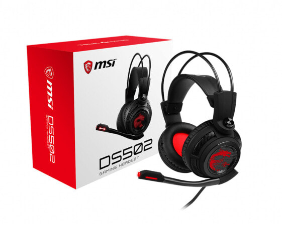 MSI DS502 GAMING HEADSET, Kabelgebunden, Gaming, 20 - 20000 Hz, Kopfhörer, Schwarz, Rot