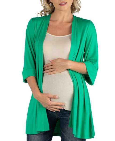 Open Front Elbow Length Sleeve Maternity Cardigan